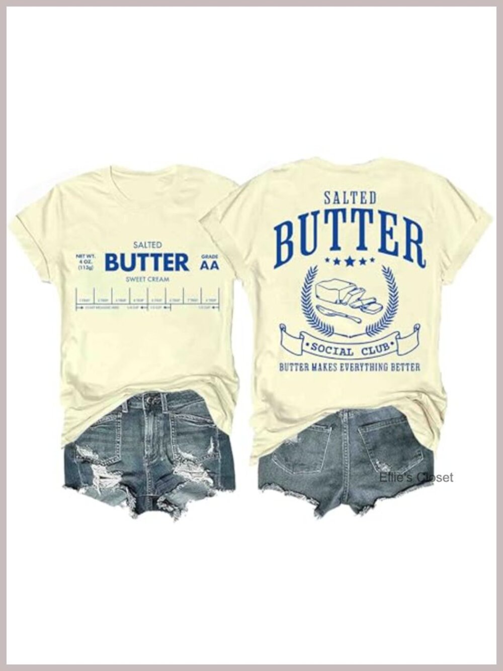 Funny Butter Graphic Tee Women Salted Butter Foodie Baking Shirt Vintage Casual